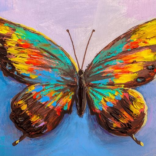 A colourful painting of a butterfly