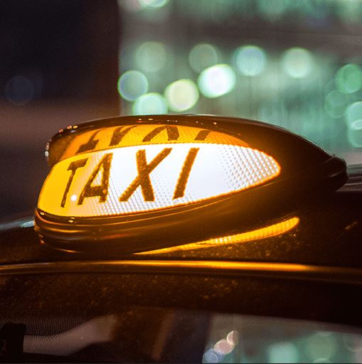 A close up of a taxi-cab light