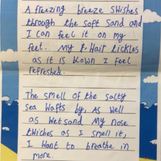 A photo of a child's writing