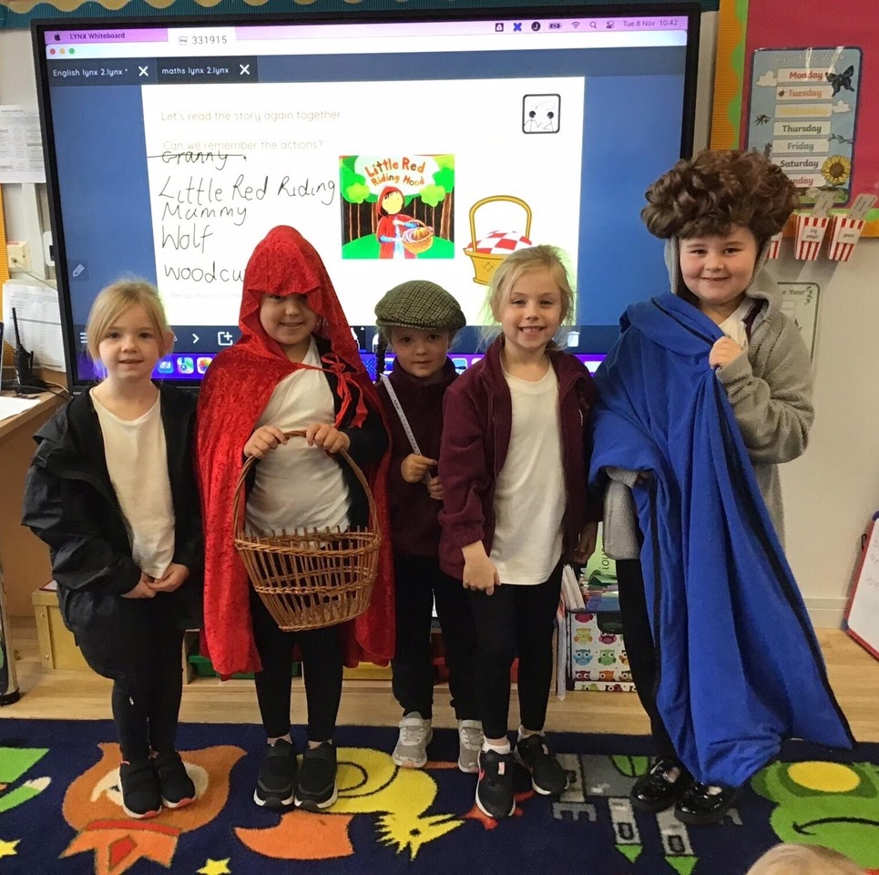Children dressed as characters from Little Red Riding Hood
