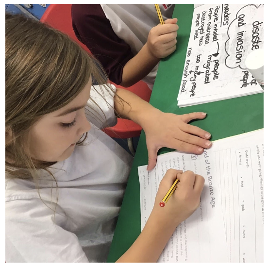 A girl writing