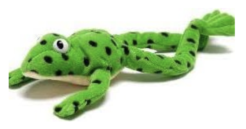 A stuffed toy of a frog