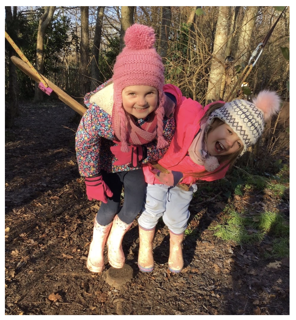 Two girls at Oakfield having fun
